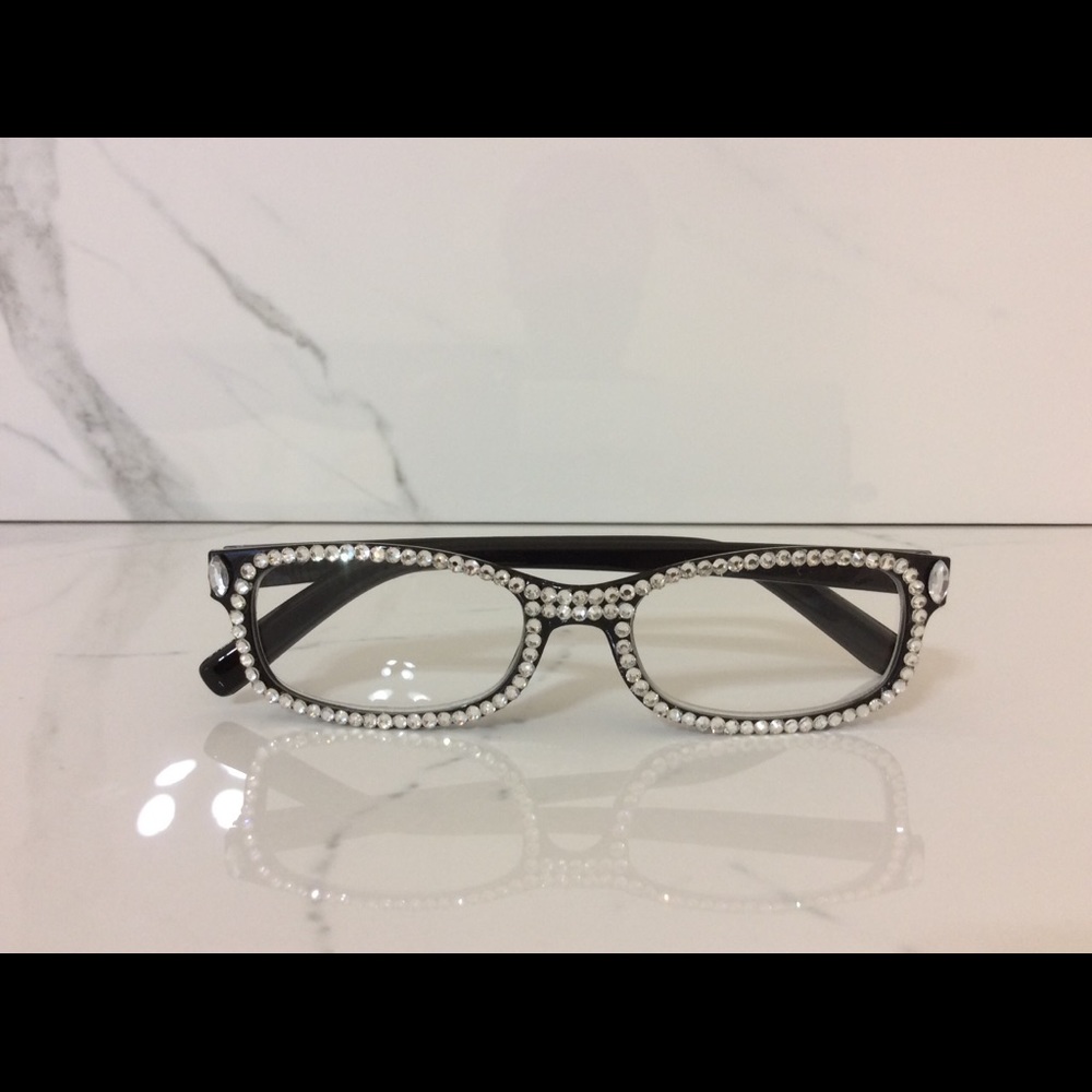 New Crystal Bling Black Frame Reading Glasses 2.00